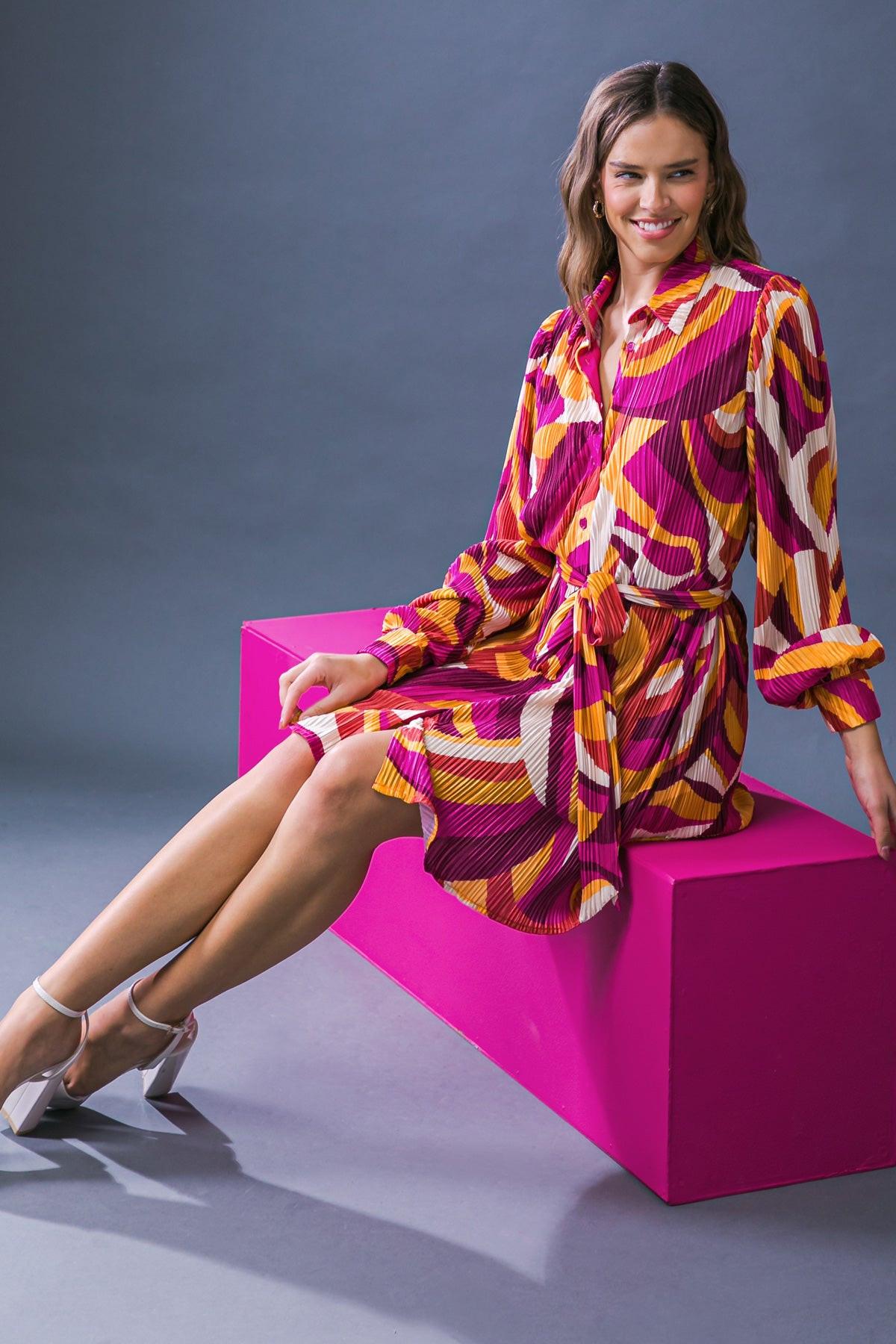 Get on Board Woven Plisse Mini Dress