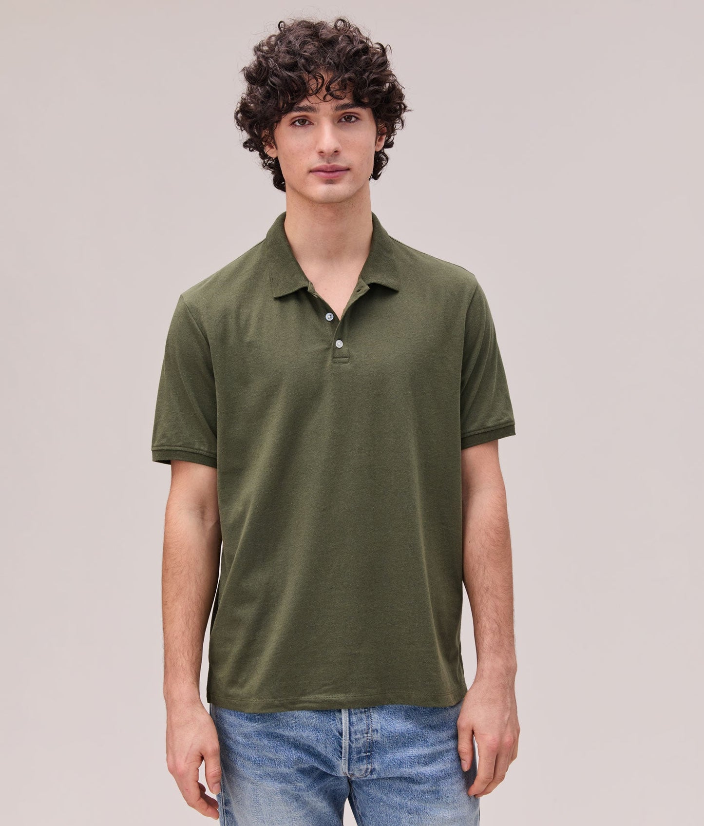 Mens Recycled Cotton Polo - Recycled Jersey - Surplus Green
