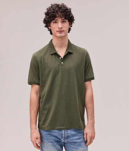 Mens Recycled Cotton Polo - Recycled Jersey - Surplus Green