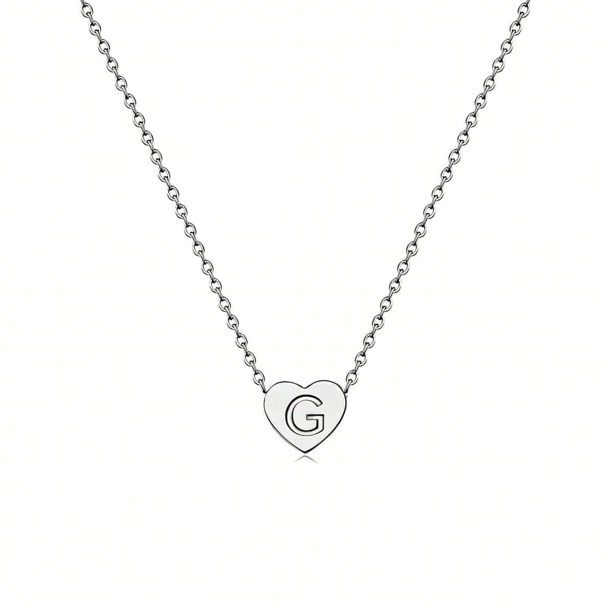 Dainty Initial Heart Necklace Personalized 26 Letters Available