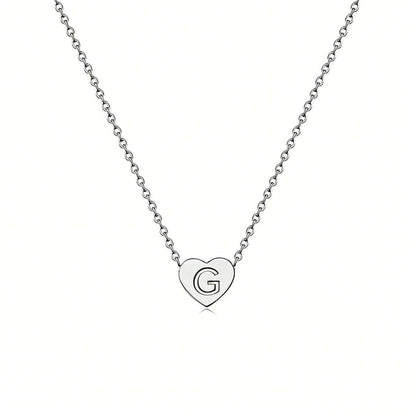 Dainty Initial Heart Necklace Personalized 26 Letters Available