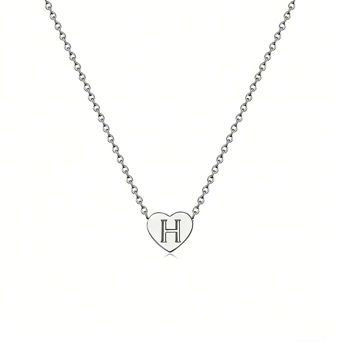 Dainty Initial Heart Necklace Personalized 26 Letters Available