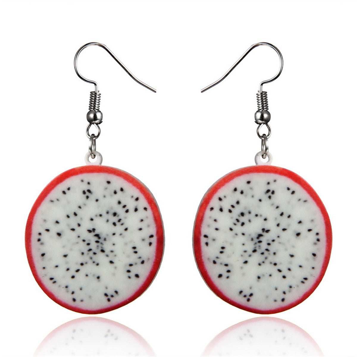 Acrylic & Silvertone Pitaya Drop Earrings