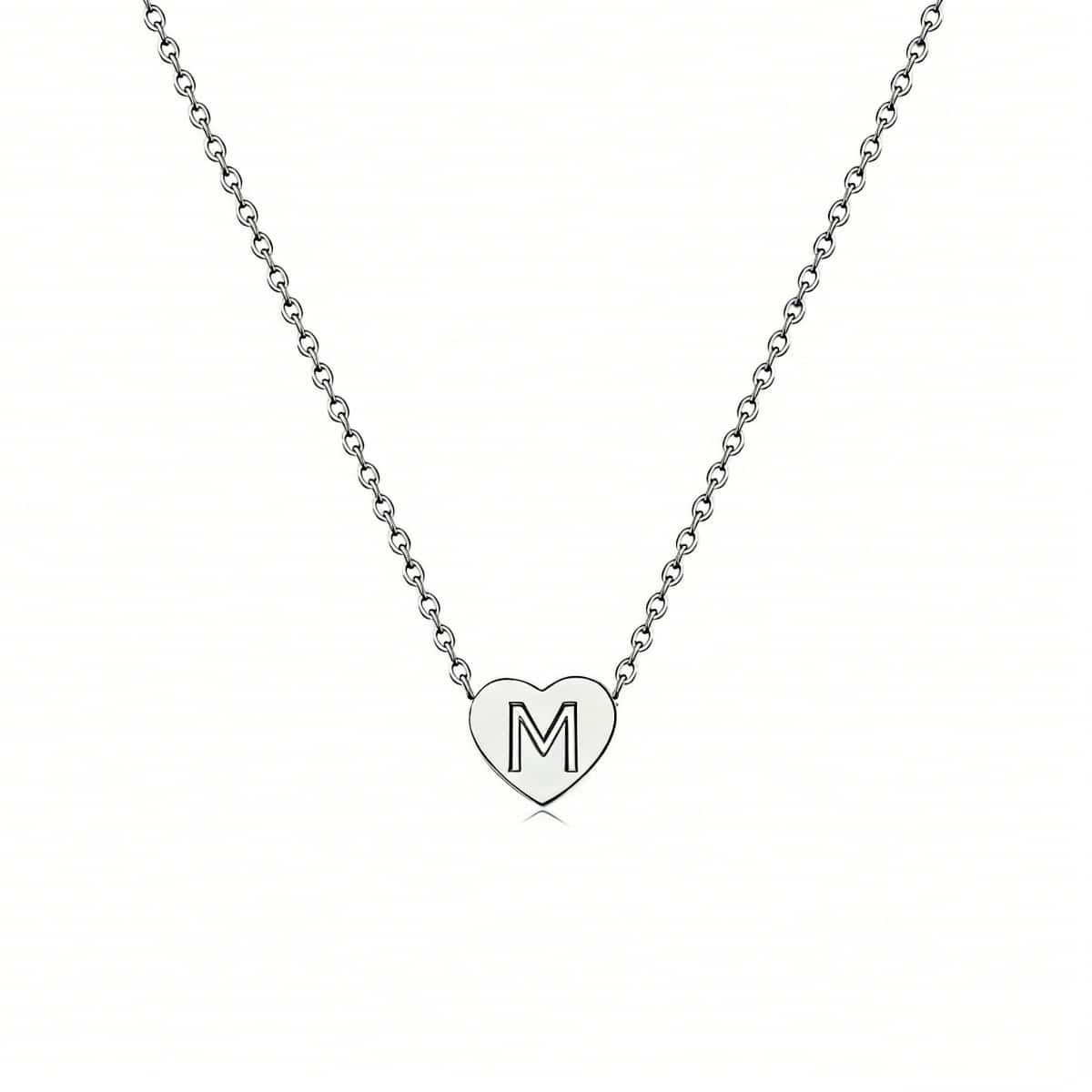 Dainty Initial Heart Necklace Personalized 26 Letters Available