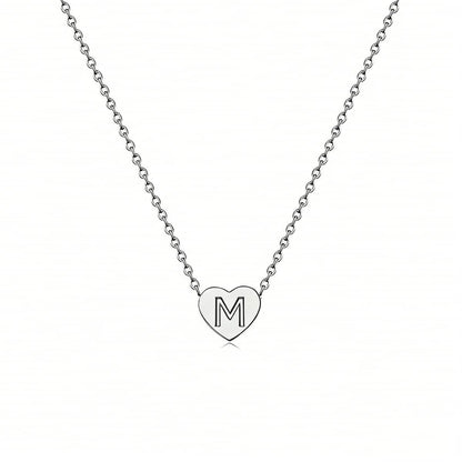 Dainty Initial Heart Necklace Personalized 26 Letters Available