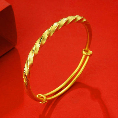 24k Goldtone Twine Twist Adjustable Bangle