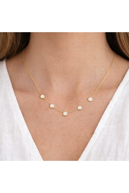 Crystal Bezel Station Necklace
