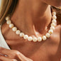 Beige Resin & Silvertone Beaded Collar Necklace