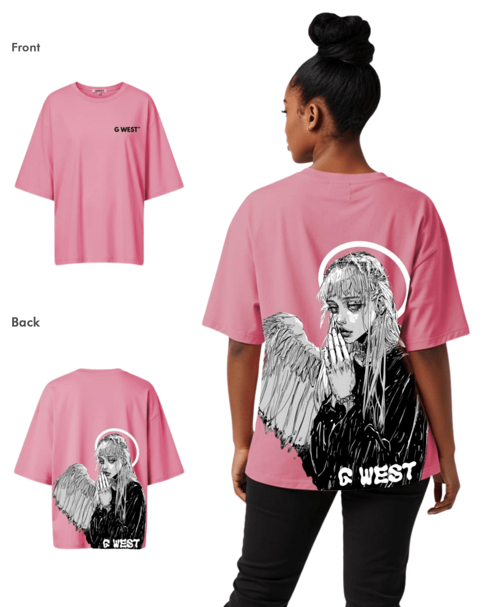G West Womens Oversized Angel Girl Tee