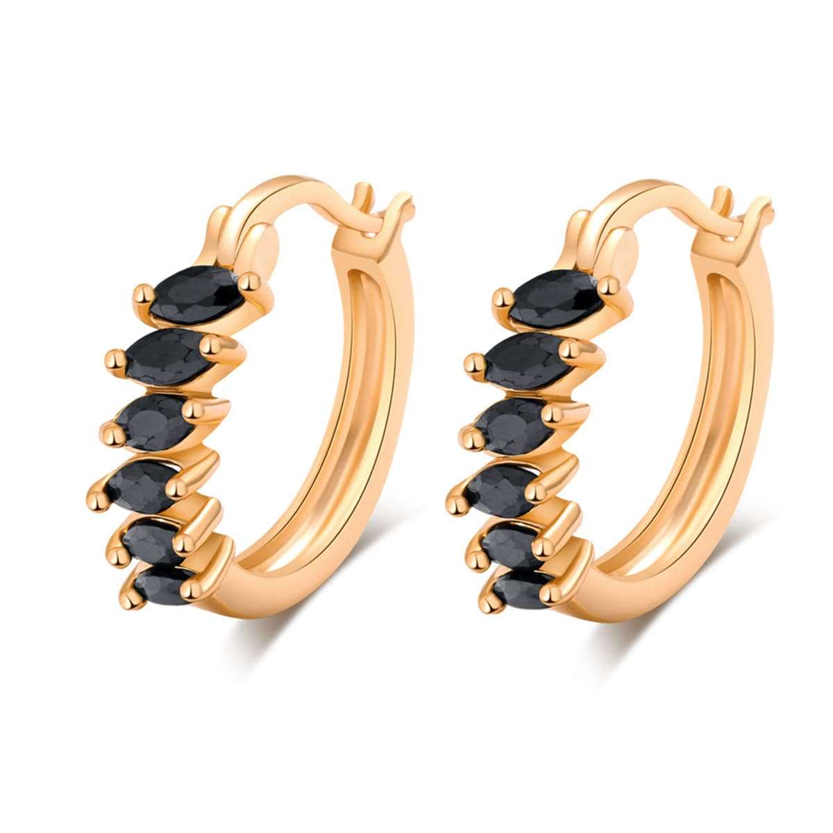 Black Crystal & Goldtone Marquise-Cut Huggie Earrings