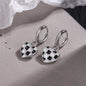 Black & White Checkerboard Heart Drop Earrings