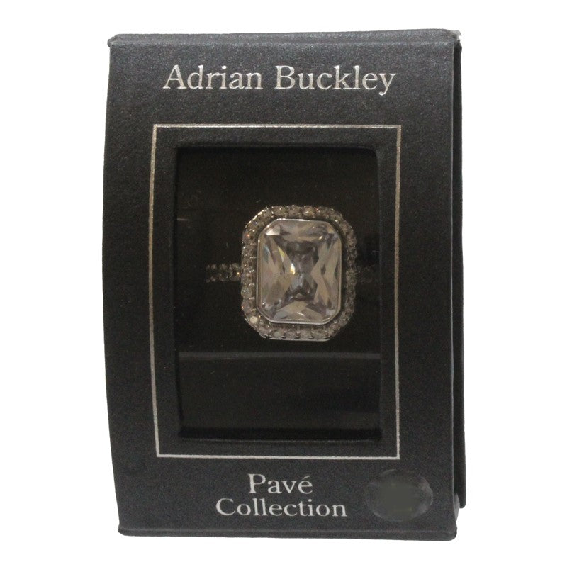 Adrian Buckley Pave Collection Silver Square Crystal Ring CZR392S (S)