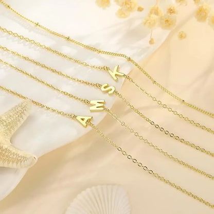 Dainty Initial Layered Chain Bracelet Personalized Adjustable