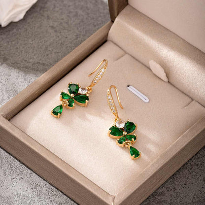 Emerald Crystal & Cubic Zirconia Goldtone Butterfly Hook Earrings