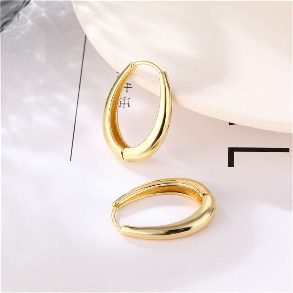 Goldtone Oval Hoop Earrings