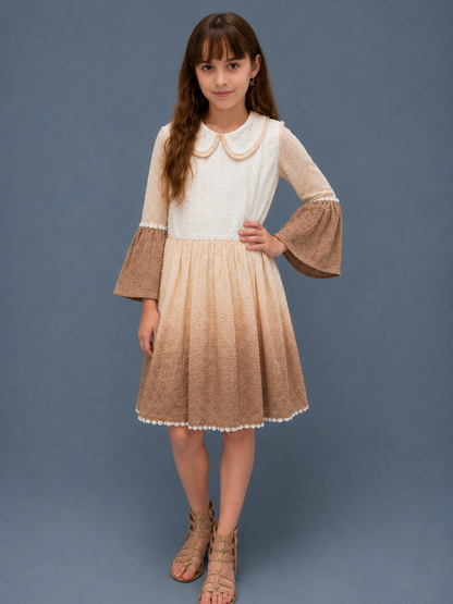 Girls Latte Lace Dress