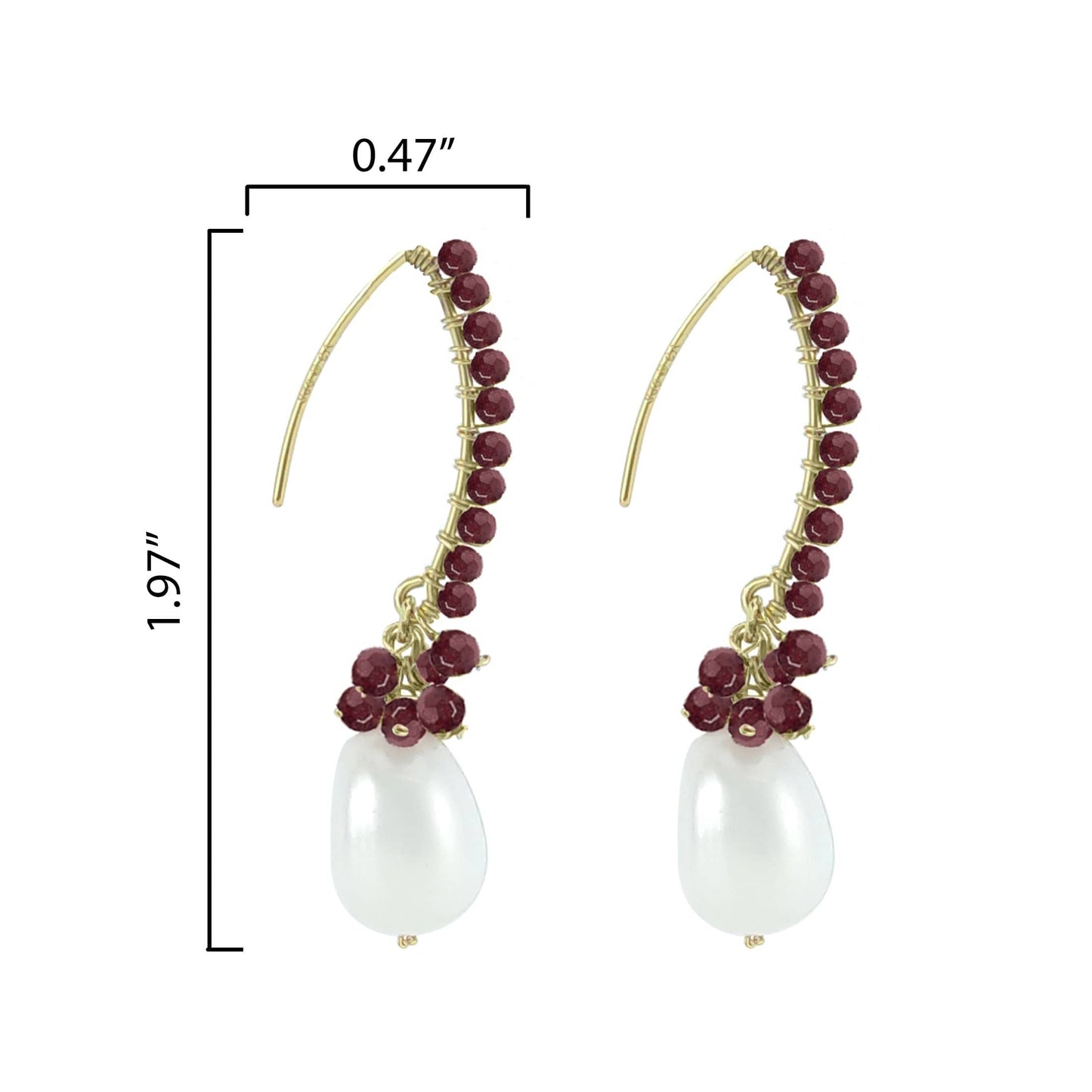 Freshwater Pearl and Natural Garnet 18K Plated Sterling Silver Dangle Earring