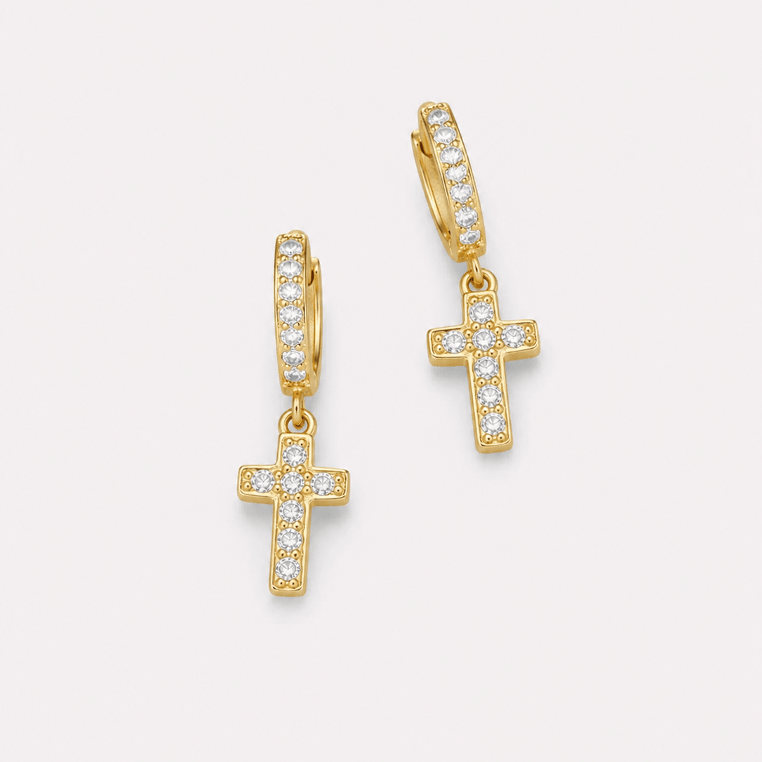 Crystal Cross Earrings