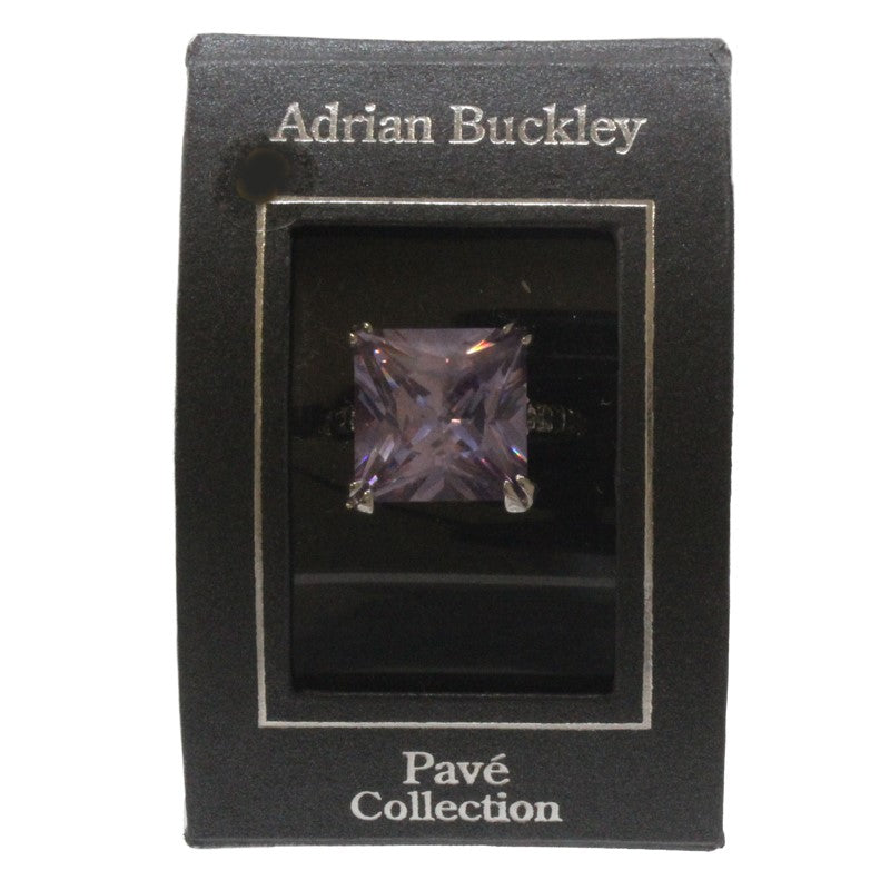 Adrian Buckley Pave Collection Silver Square Crystal Ring CZR373L (L)