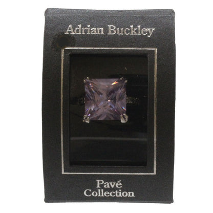 Adrian Buckley Pave Collection Silver Square Crystal Ring CZR373L (L)