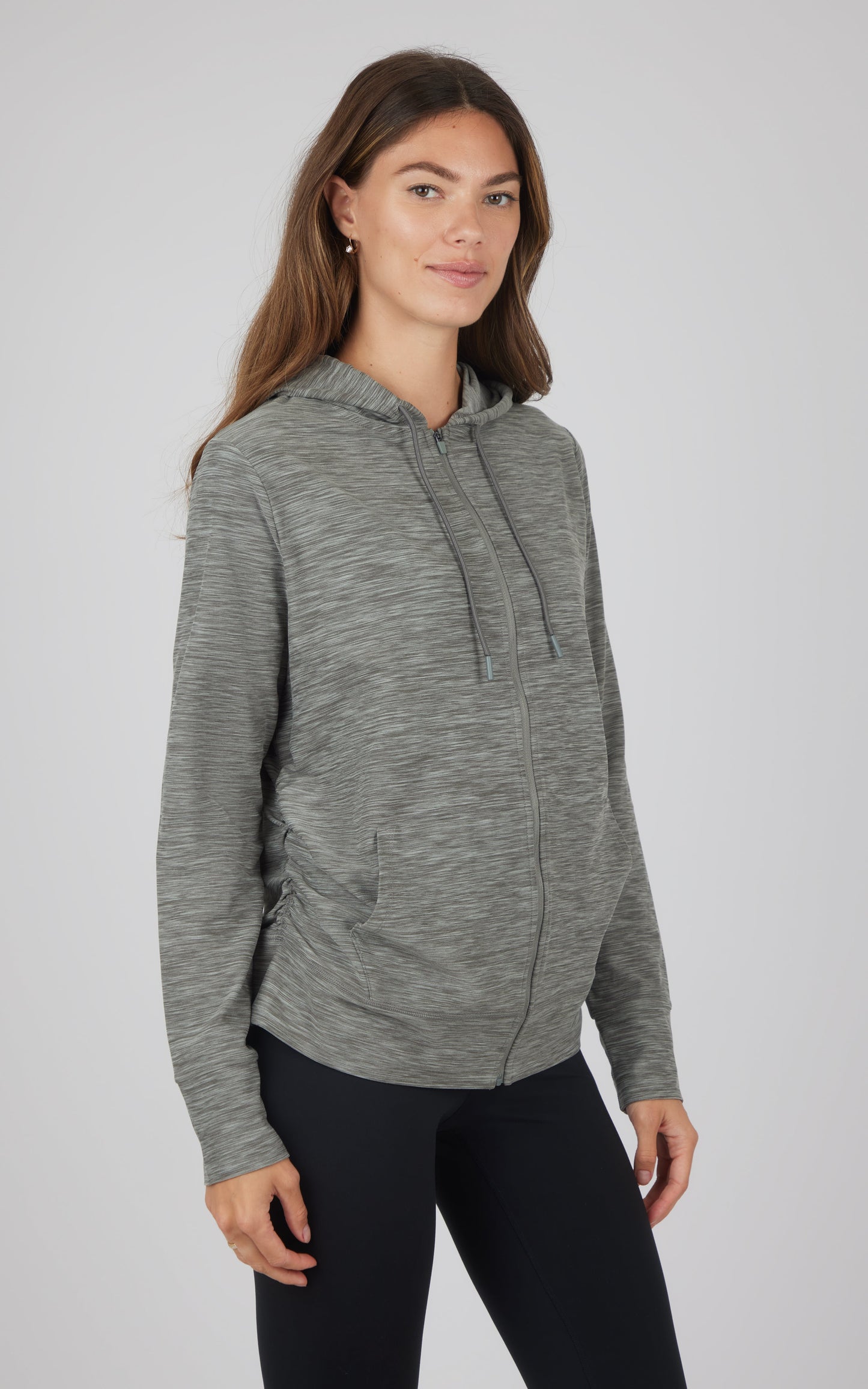 90 Degree by Reflex Maternity Heathered Lux Full Zip Jacket