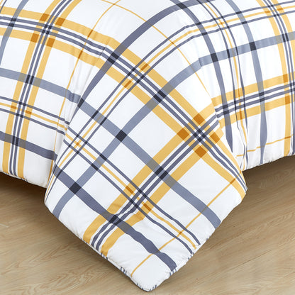 Elegant Comfort 8-Piece Lodge Plaid and Patch Reversible Comforter Set - Includes 4-Piece Sheet Set with Double Sided Storage Pockets