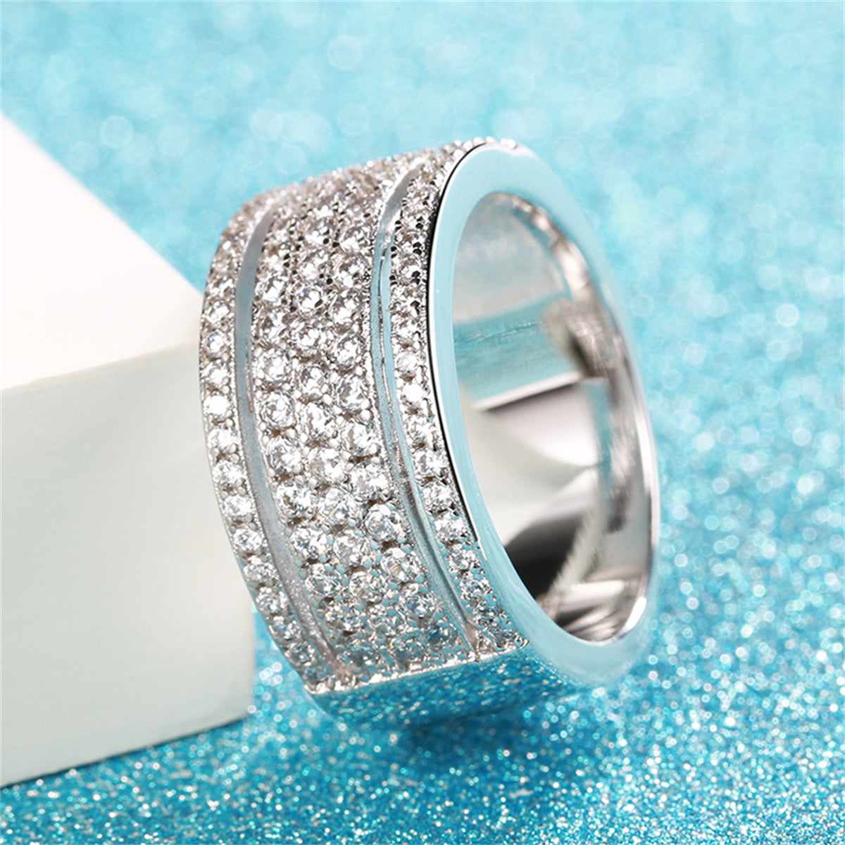 Cubic Zirconia & Silvertone Layered Band