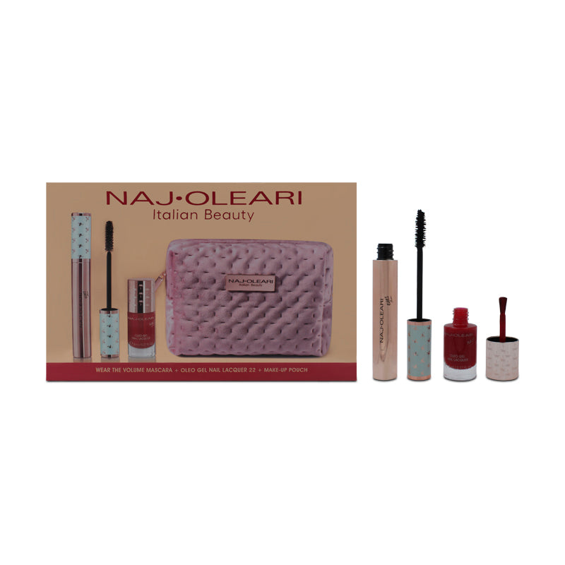 Naj-Oleari Makeup Bag Black Mascara Red Nail Varnish Classy Kit Set