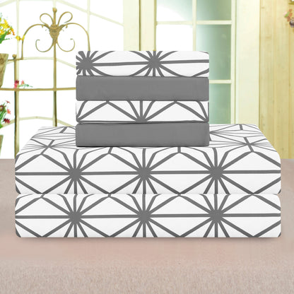 Elegant Comfort 6-Piece Cube Bed Sheet Set  - Geometric Pattern - Soft as a Hotel Premium Quality