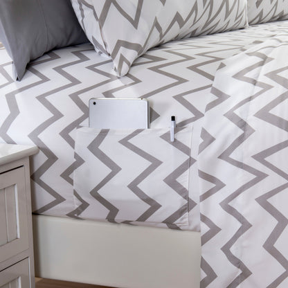 Elegant Comfort 6-Piece Chevron Pattern - Soft as a Hotel Premium Quality Sheet Set