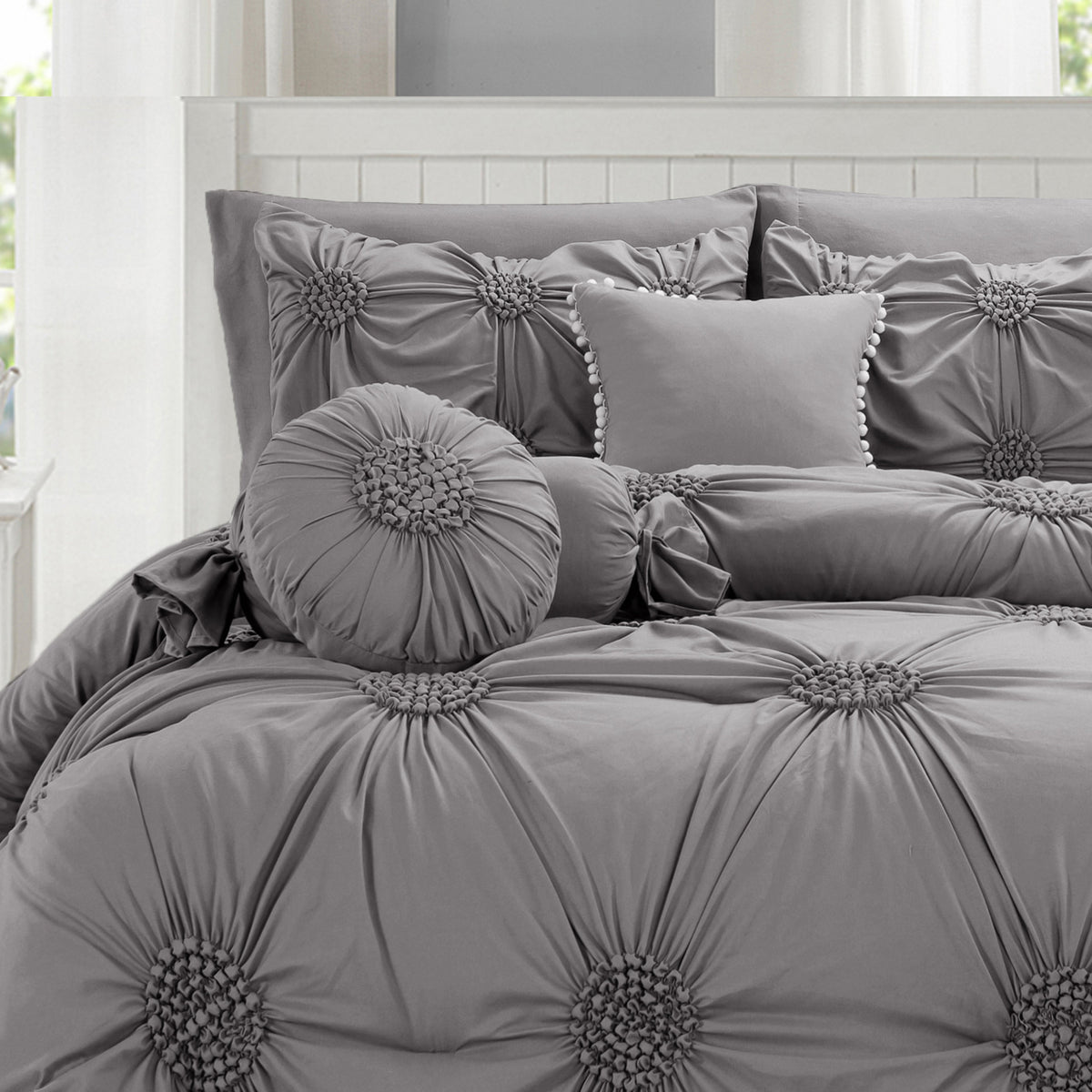 Elegant Comfort 10-Piece Sunflower Comforter Set - Includes 4-Piece Sheet Set with Double Sided Storage Pockets