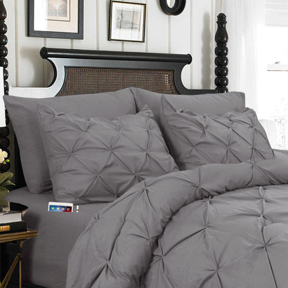 Elegant Comfort 8-Piece Pintuck Pinch Pleated Comforter Set - Includes 4-Piece Sheet Set with Double Sided Storage Pockets