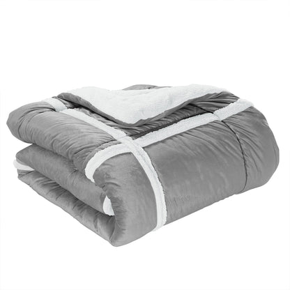 Elegant Comfort 3-Piece Stripe Micro-Suede Reversible Sherpa - Comforter Set