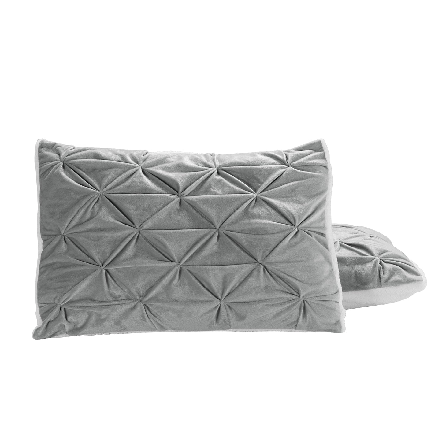 Elegant Comfort 3-Piece Pinch Pleated Micro-Suede Reversible Sherpa - Comforter Set