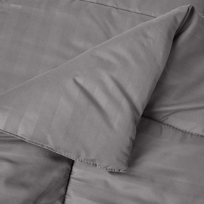 Elegant Comfort 8-Piece Dobby Stripe Comforter Set - Includes 4-Piece Sheet Set with Double Sided Storage Pockets