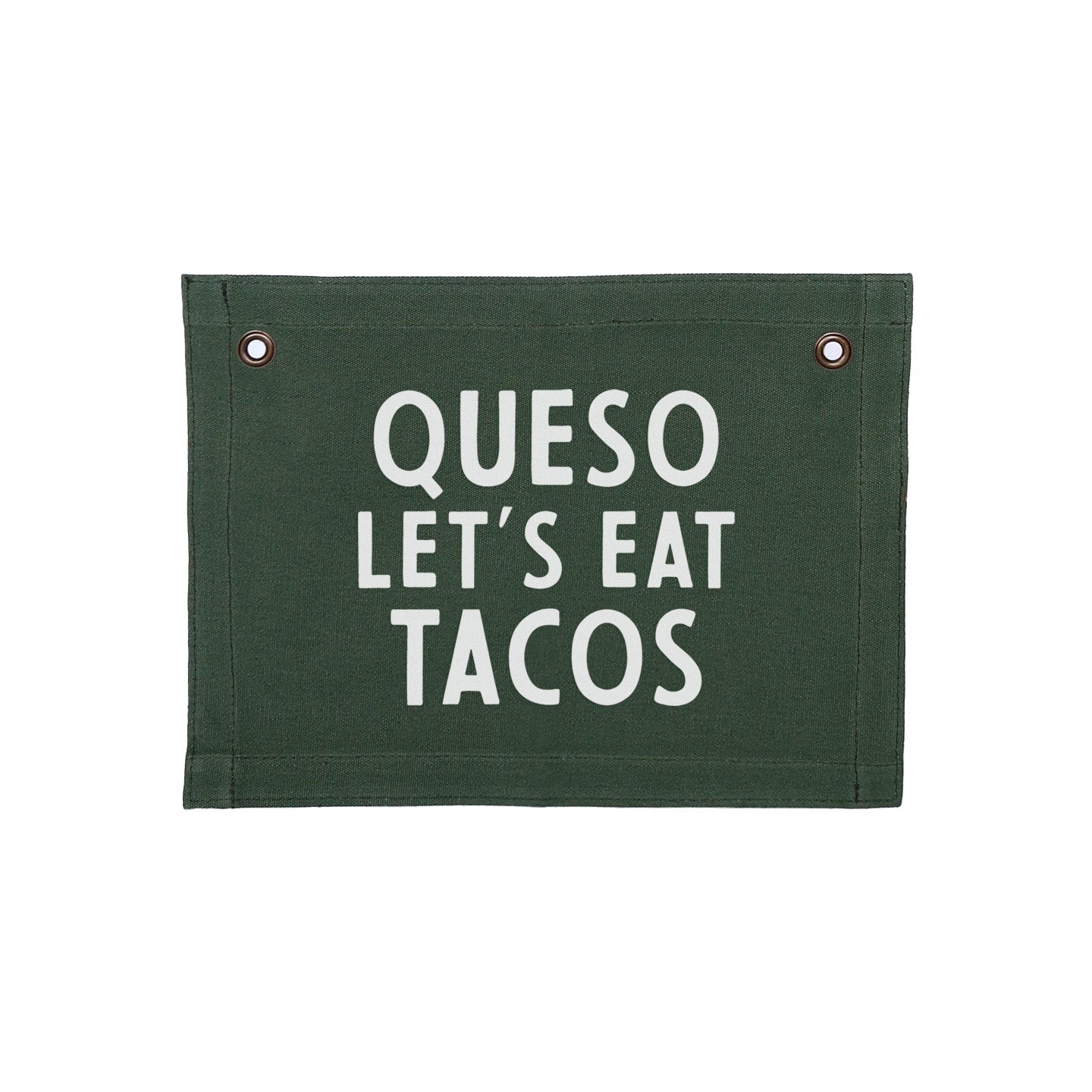 Frankie Jean Queso Let's Eat Tacos Small Canvas Flag