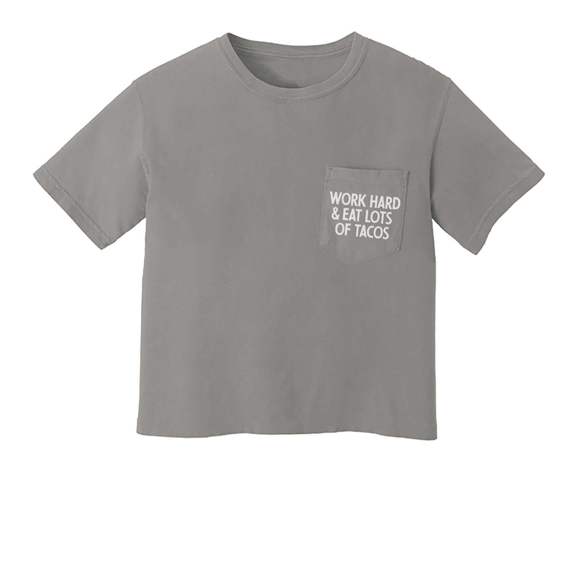 Frankie Jean Work Hard & Eat Lots of Tacos Crop Pocket Tee