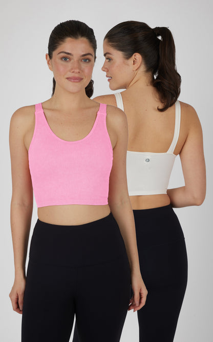 90 Degree by Reflex Stonewash 2 PK Scoop Neck Bralette Tank