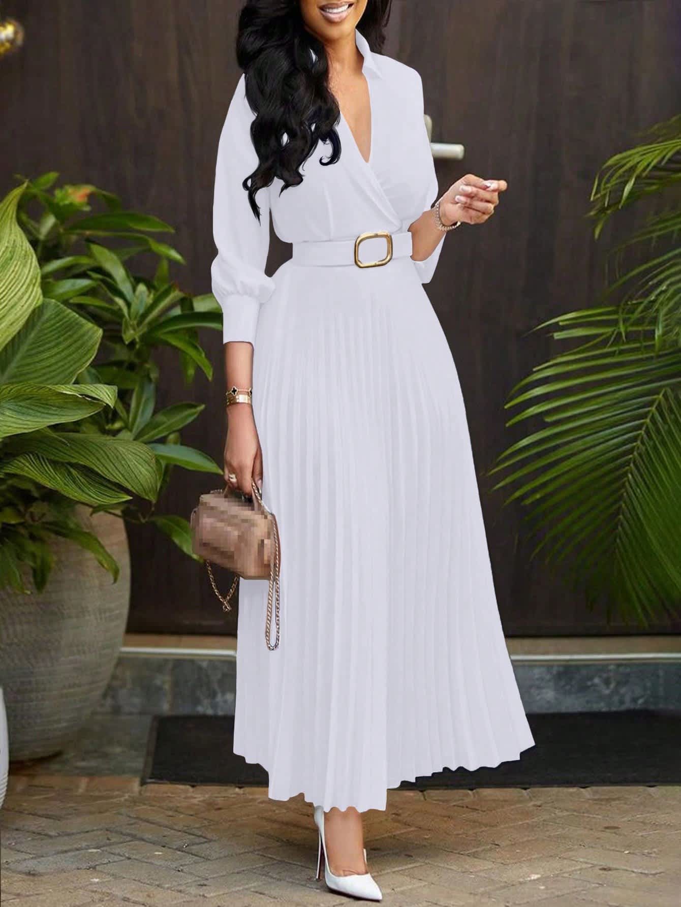 Chic YC Women's 3/4 Sleeve Flared A Line Dress