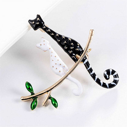 Black & White Kitty Branch Brooch