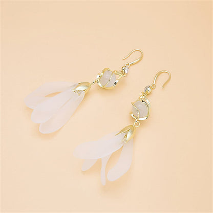 Cat-eye & Cubic Zirconia Tiered Cage Tassel Drop Earrings