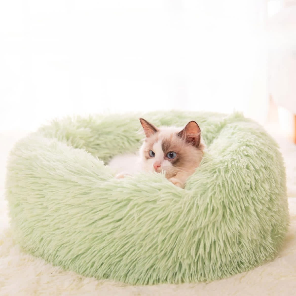 Fluffy Donut Calming Cat Bed