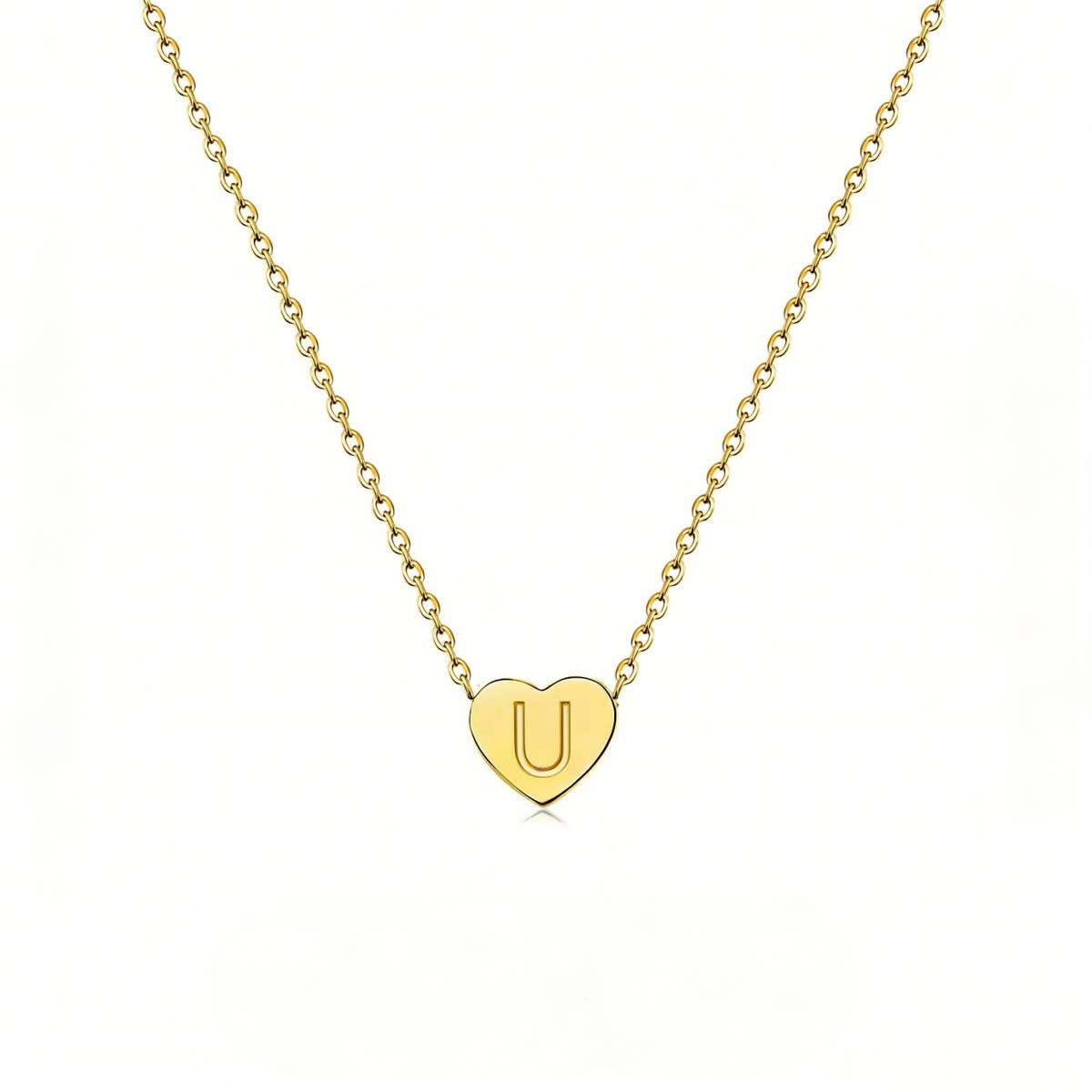 Dainty Initial Heart Necklace Personalized 26 Letters Available