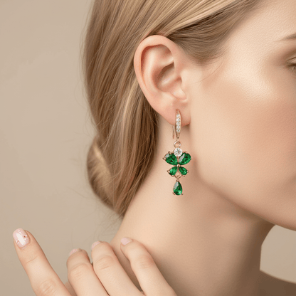 Emerald Crystal & Cubic Zirconia Goldtone Butterfly Hook Earrings