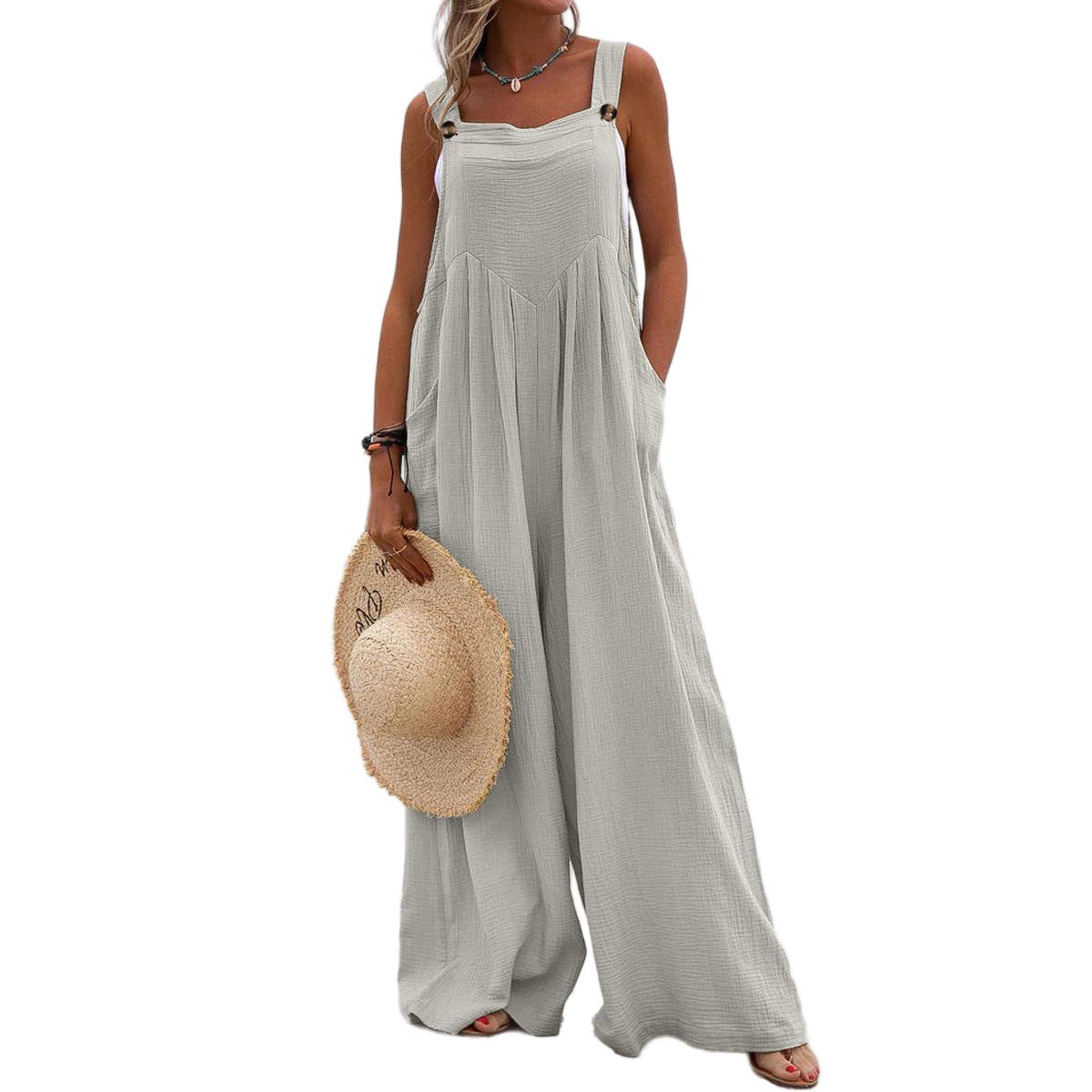 Casual Sleeveless Wide Leg Jumpsuit for Women