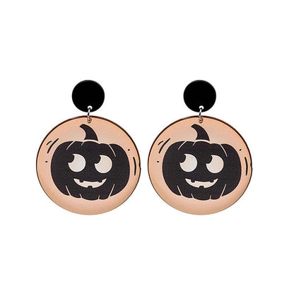 Black & Orange Jack-O'-Lantern Drop Earrings