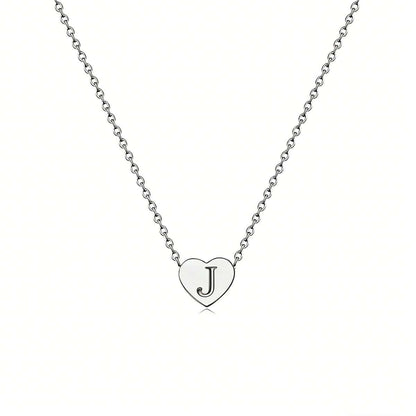 Dainty Initial Heart Necklace Personalized 26 Letters Available