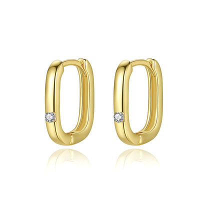 Cubic Zirconia & Goldtone Square Huggie Earrings