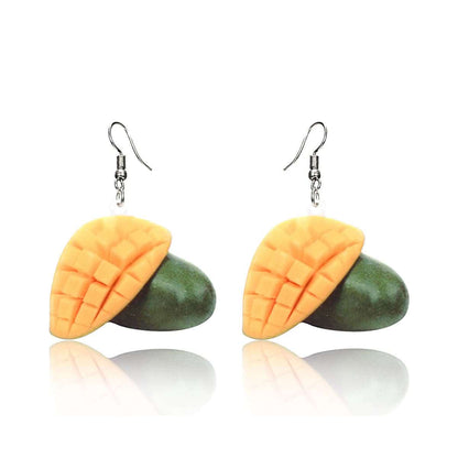 Acrylic & Silvertone Mango Drop Earrings