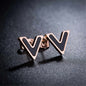 Black & Rose Goldtone V Stud Earrings